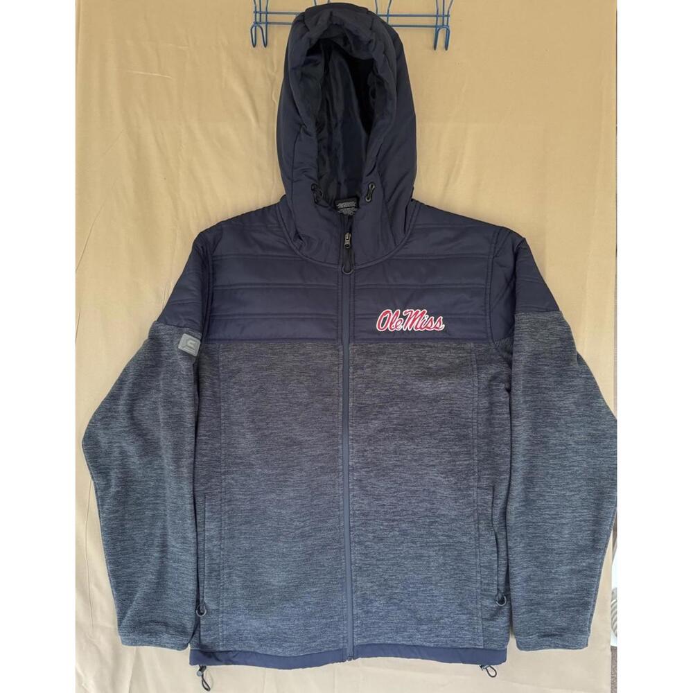 Men's Colosseum Charcoal Ole Miss Rebels Nightman Full-Zip Hoodie Puffer Jacket